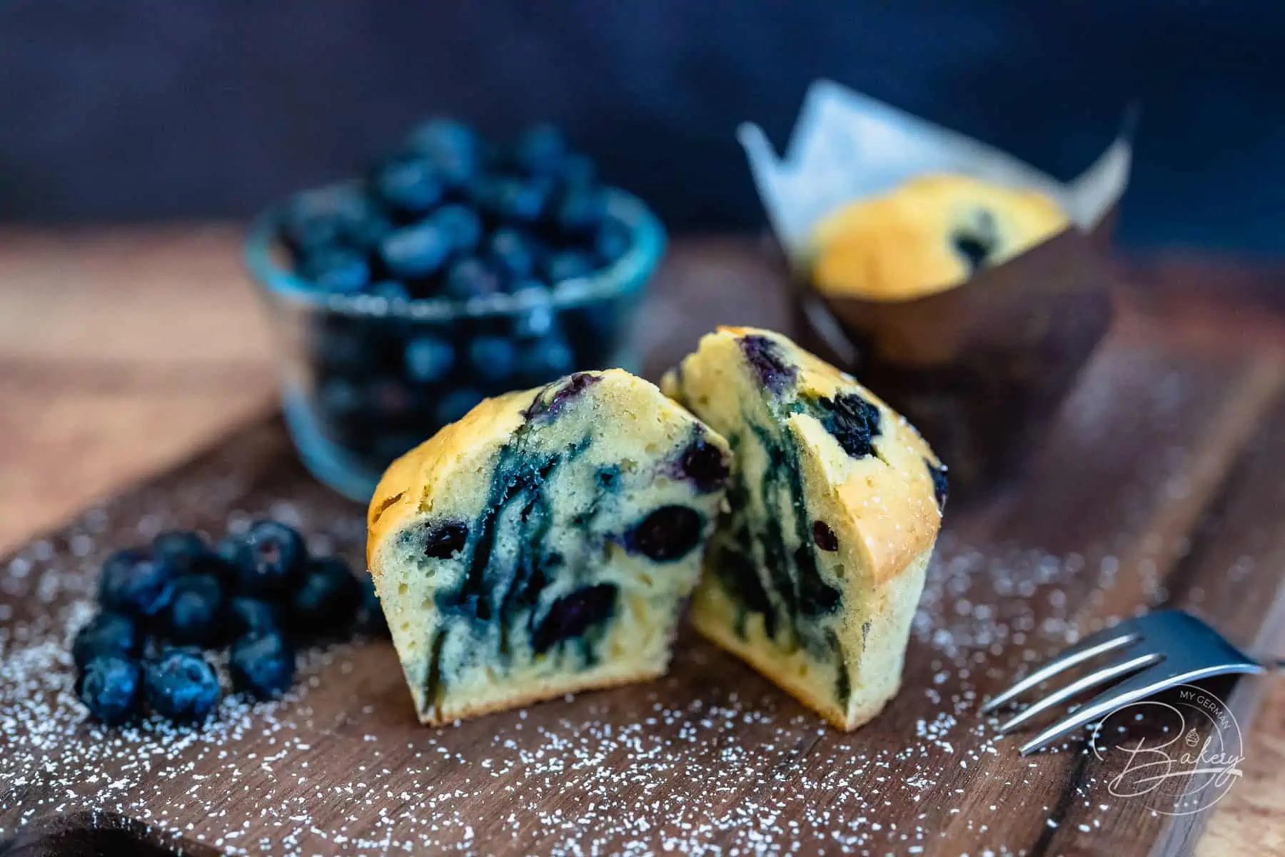 Blaubeer-Muffins wie in Amerika - US Blueberry Muffins - Einfach - Blaubeer Muffins Rezept - beste fluffige Muffins
