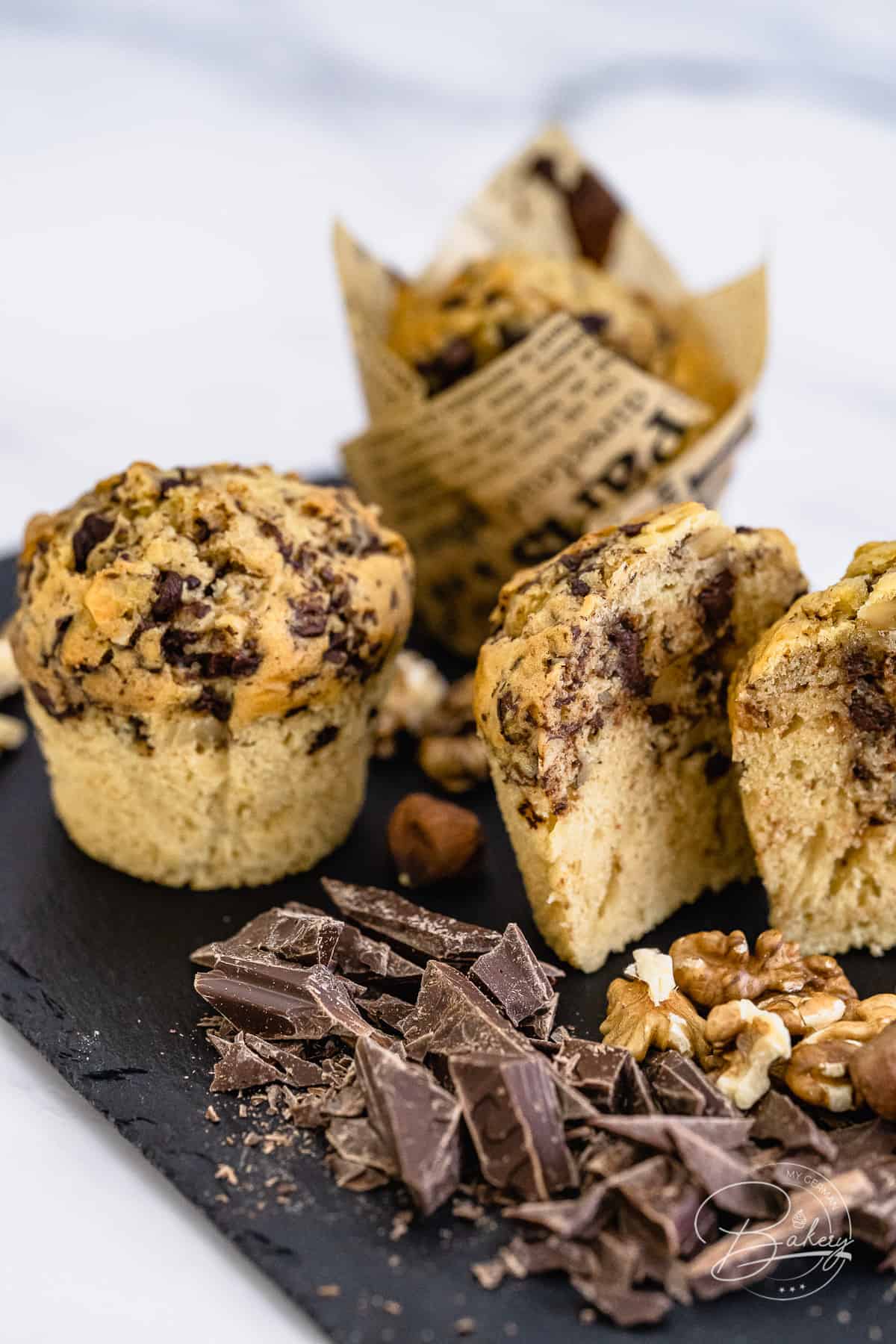 Rezept Muffins mit Schokolade und Nuss - extra locker und saftig - Schoko Muffins und Schokoladen Muffins
