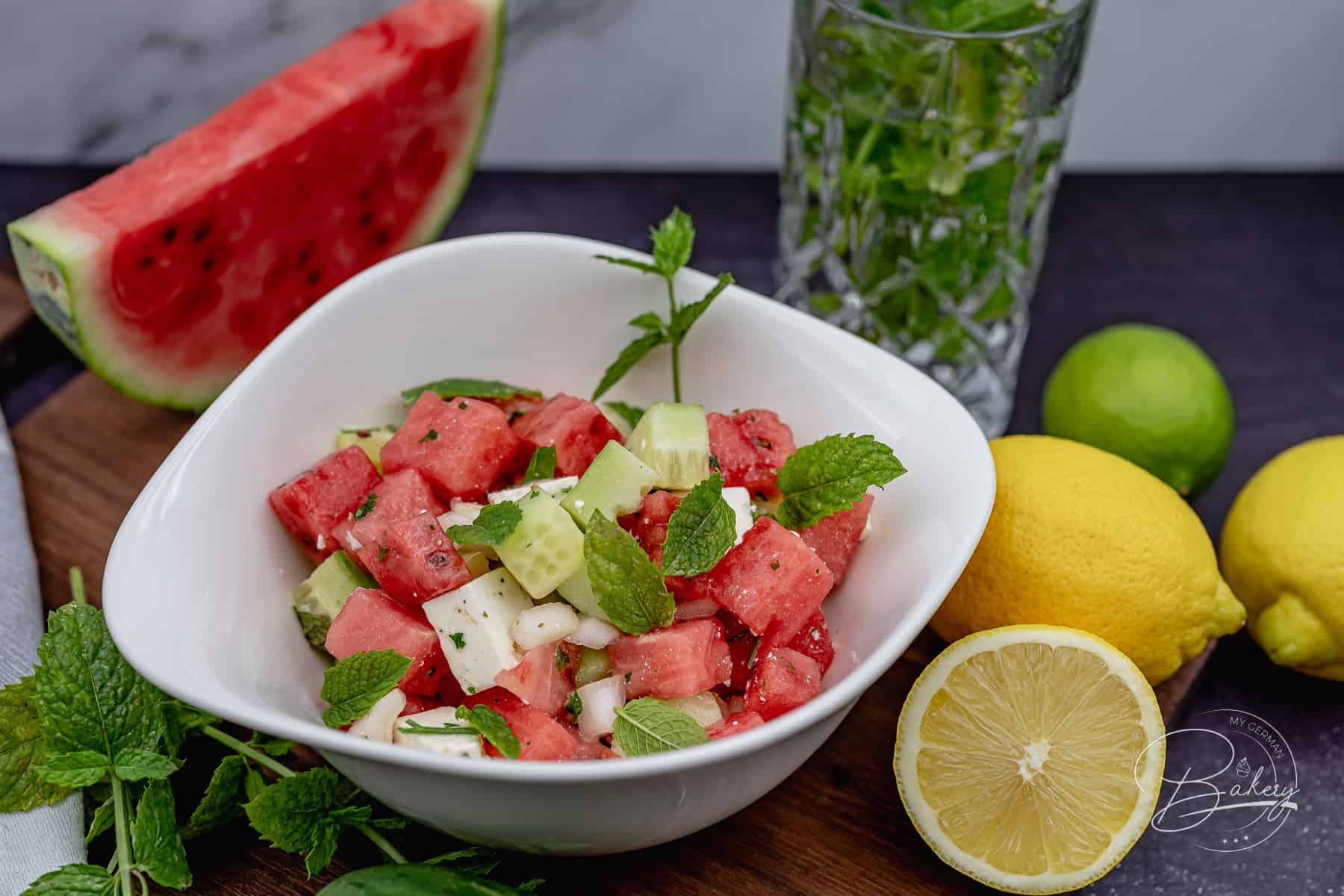 Sommersalat mit Wassermelone Rezept - Leichter Fitness Salat mit Feta